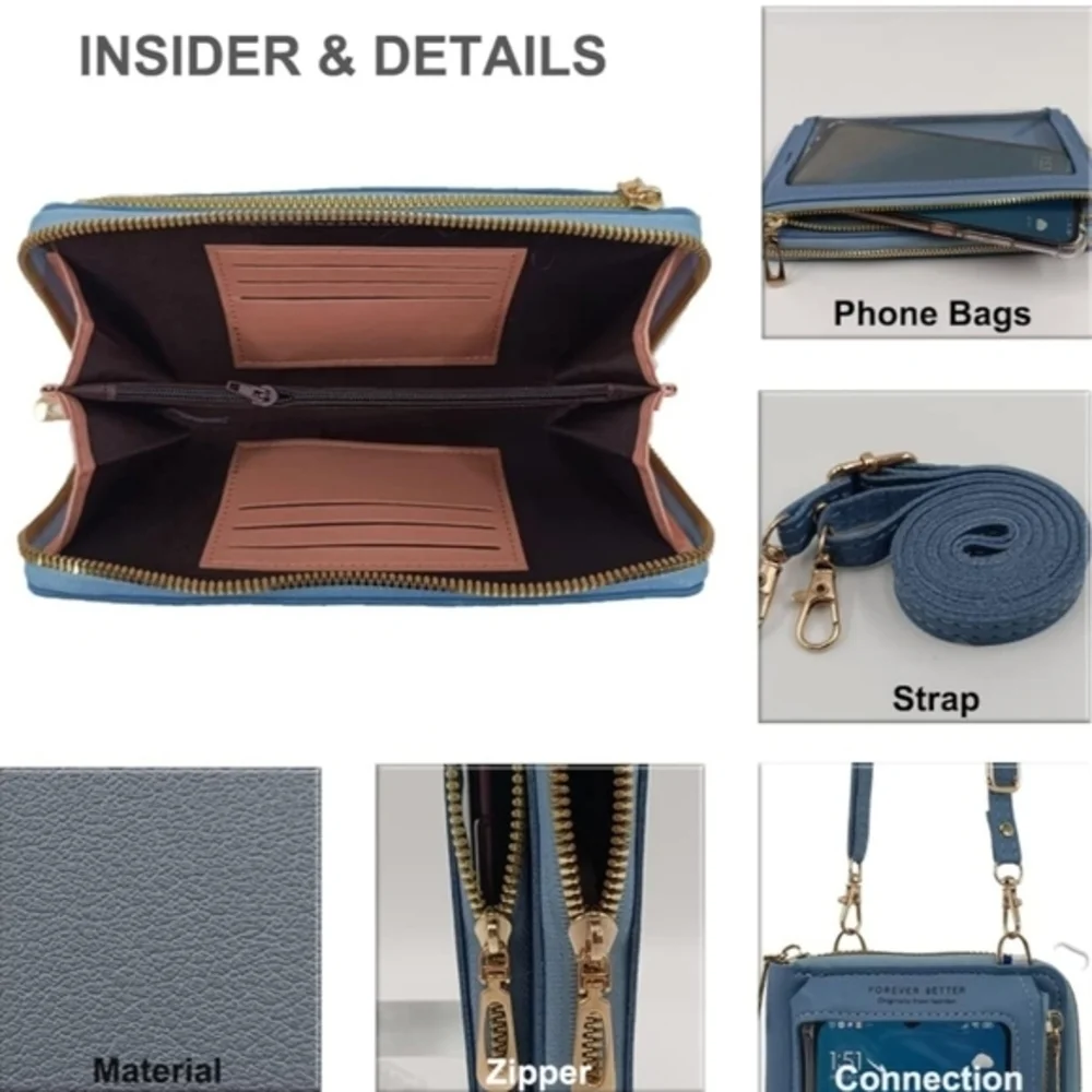 Small Crossbody Bag Touch Screen Phone‎ Case, Cellphone Purse Wallet PU Leather